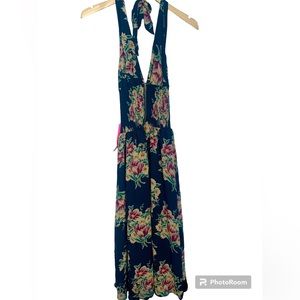 Betsey Johnson VTG Y2K Floral Zip Front Halter Midi Dress NWT Size S